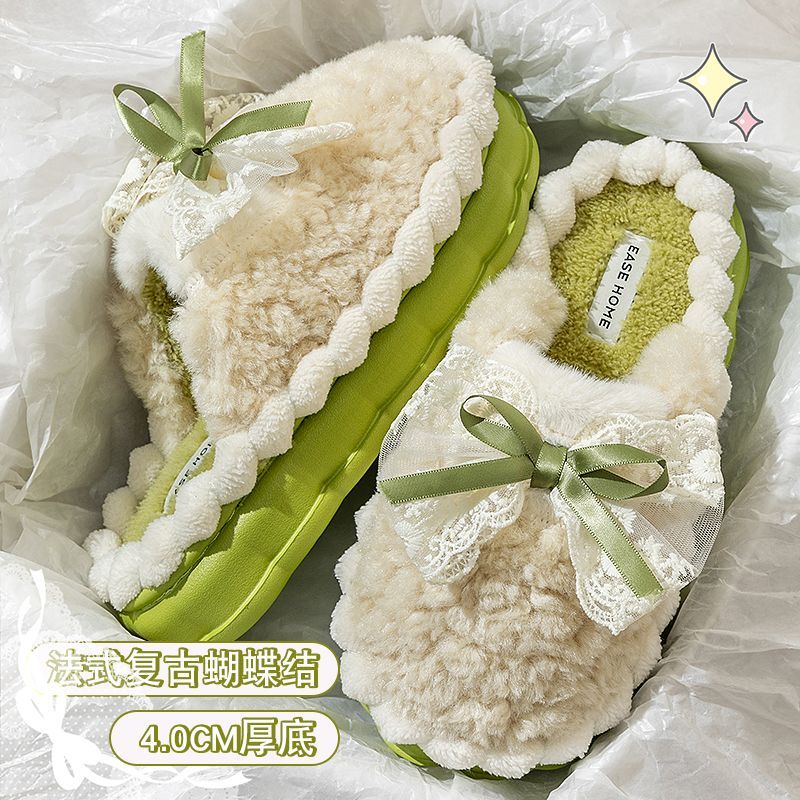新款拖鞋室内毛毛拖鞋网红家居防滑厚底简约保暖拖情侣