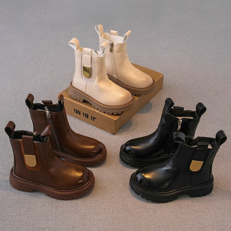 儿童马丁靴加绒二秋冬款男童鞋子女童靴子短靴炸街单靴大童