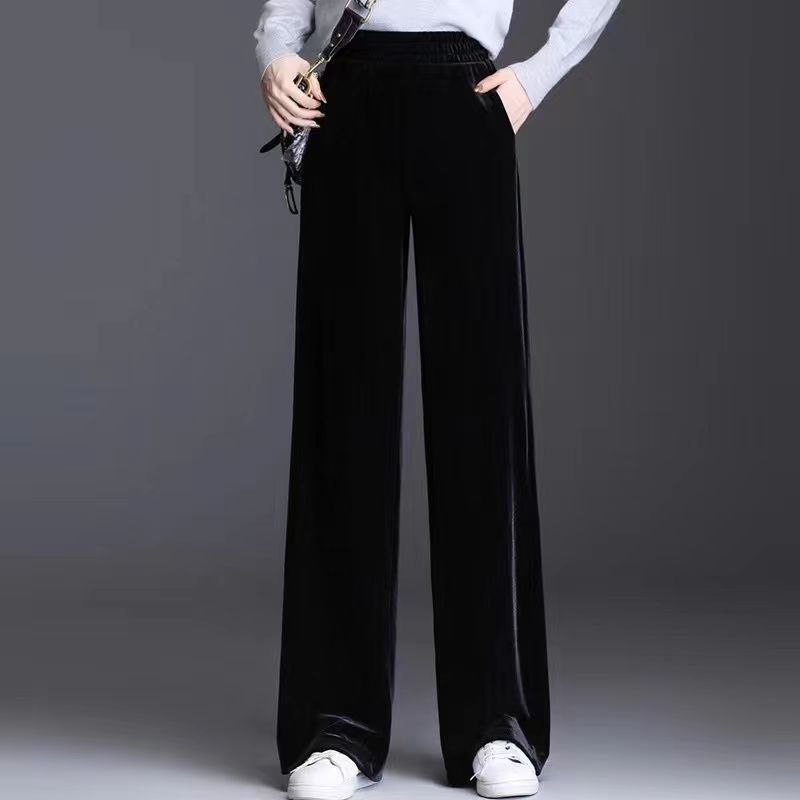 （80—180斤）新款丝绒女高腰垂感显瘦百搭裤长裤修身时尚直筒裤