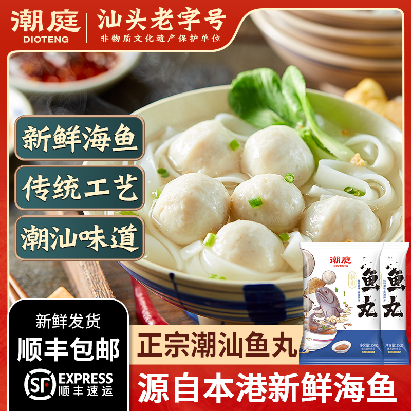 【潮庭】 汕头鱼丸手工250g*4包麻辣烫火锅食材丸子冷冻肉食品鱼蛋