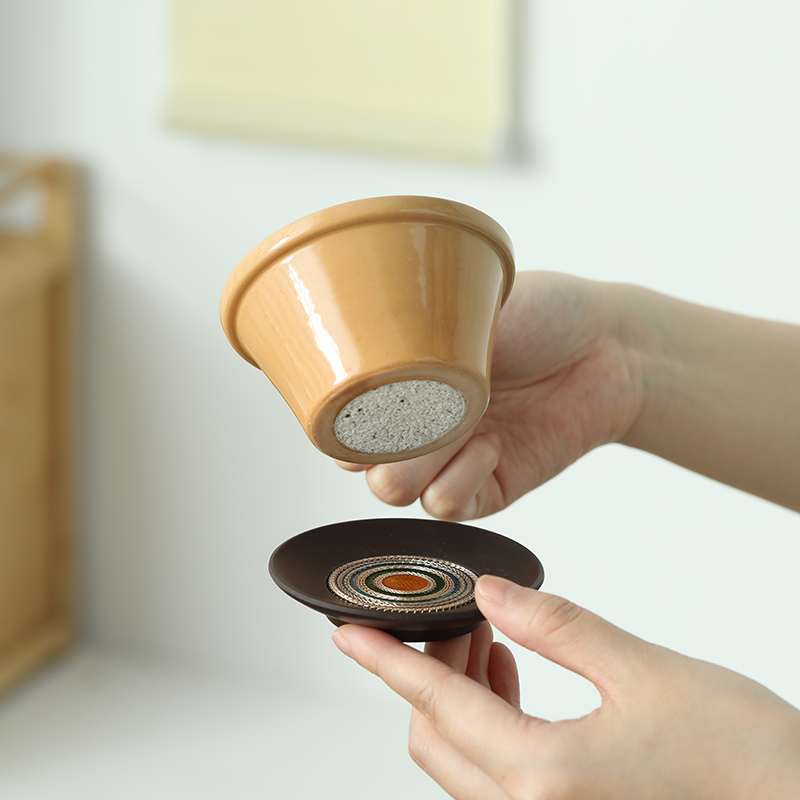 无孔陶瓷矿石茶滤创意功夫茶具茶道配件茶叶过滤套装茶漏茶隔茶托