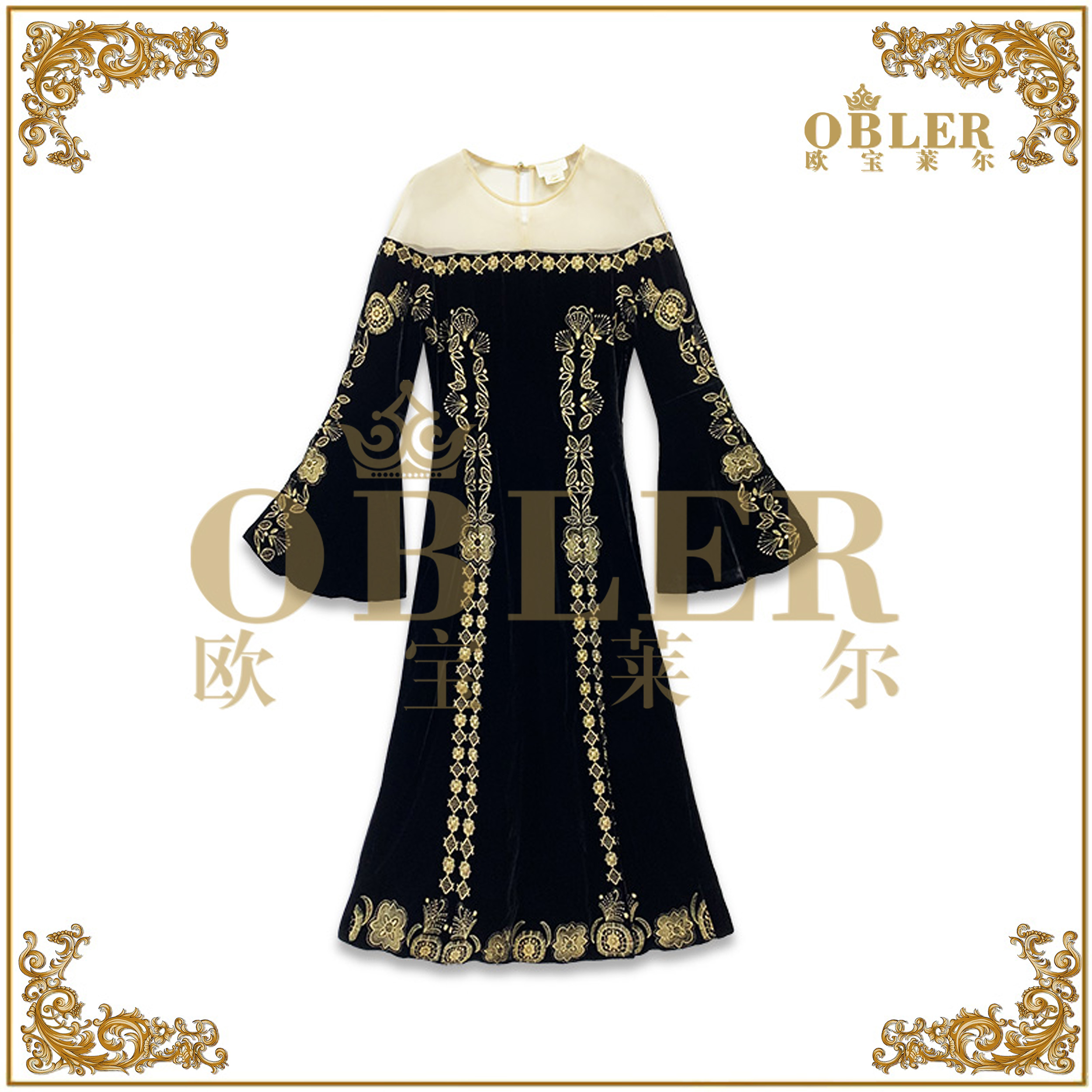 【欧宝莱尔】2025新款时尚气质轻奢优雅连衣裙305-24747