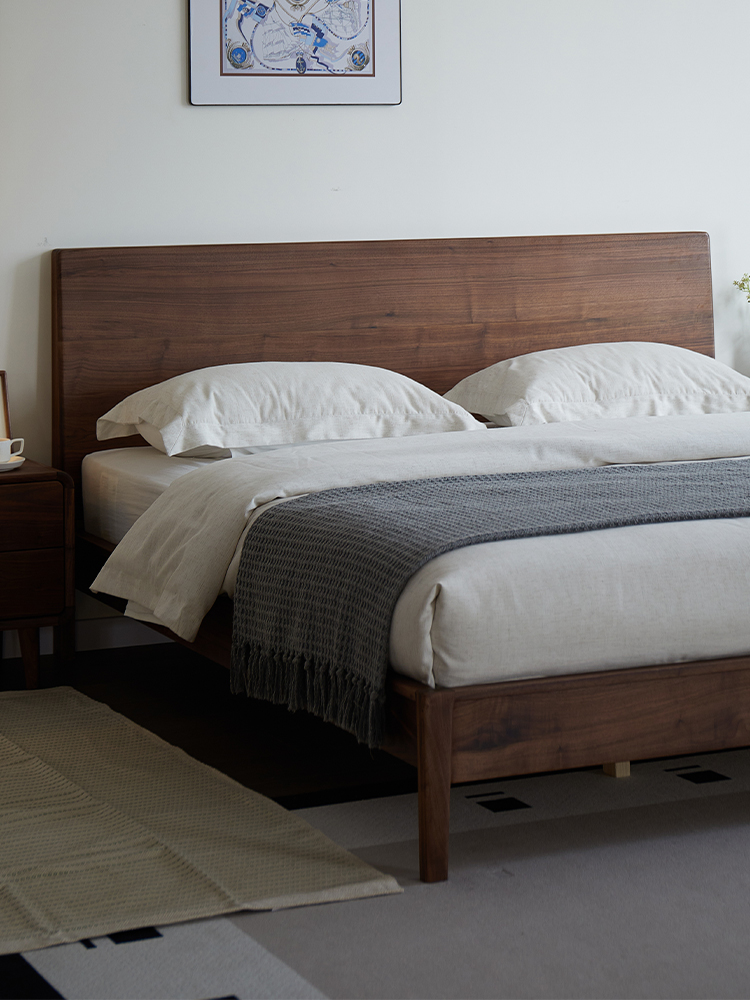 臻美ZM 北美黑胡桃木实木现代简约家用大床