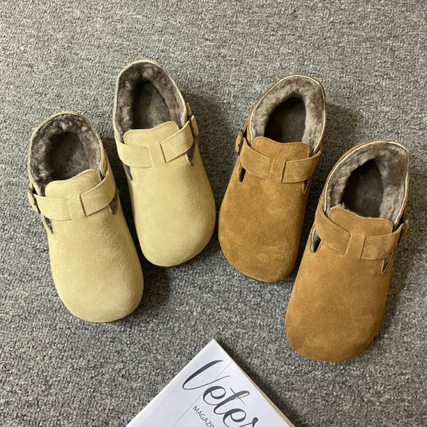 复古加厚保暖雪地鞋勃肯鞋皮毛一体豆豆鞋软底软面256A