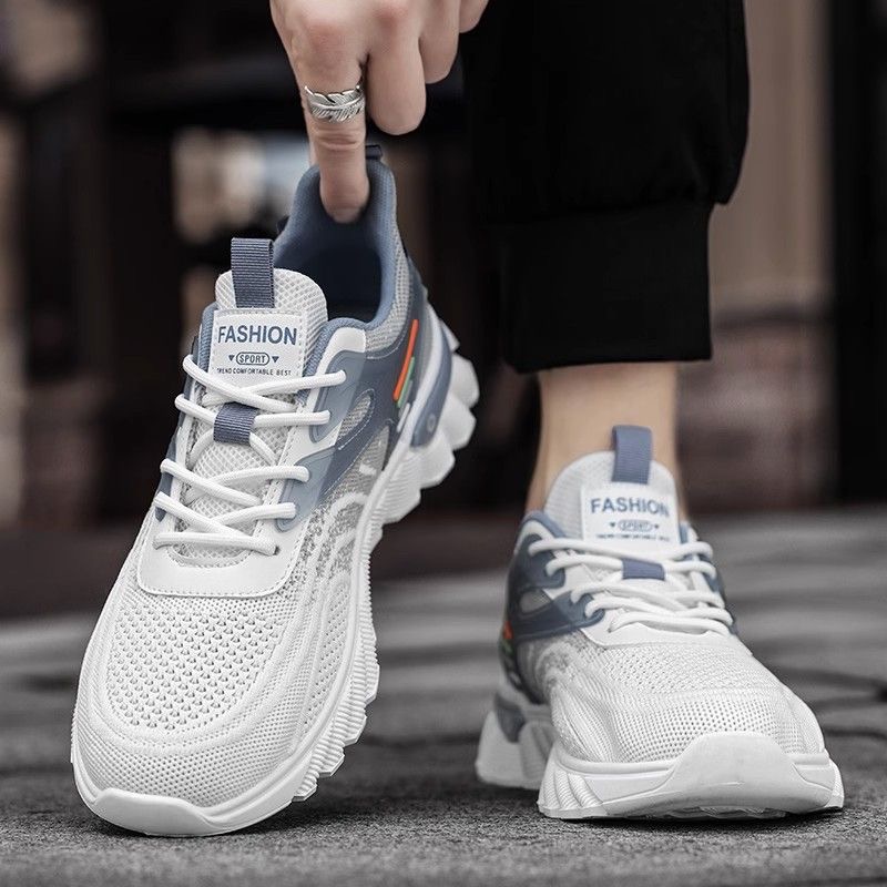 鞋子男2024新款夏季软底防臭飞织网鞋男士百搭网面休闲运动跑步鞋