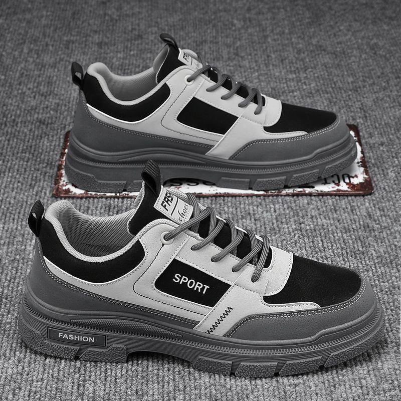 2024秋季新款潮流百搭休闲板鞋男款低帮工装皮面马丁靴