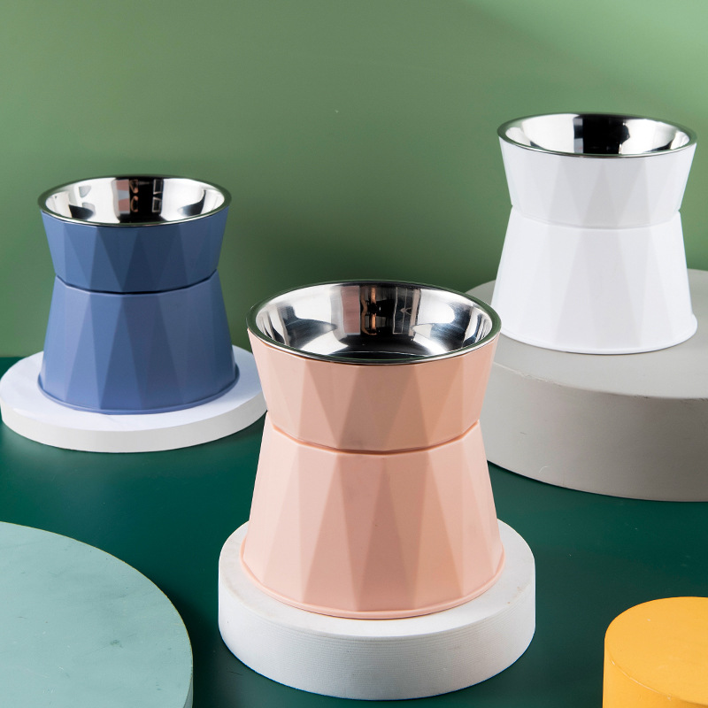 最新爆款猫碗高脚护颈宠物碗不锈钢不黑下巴猫食盆猫粮碗