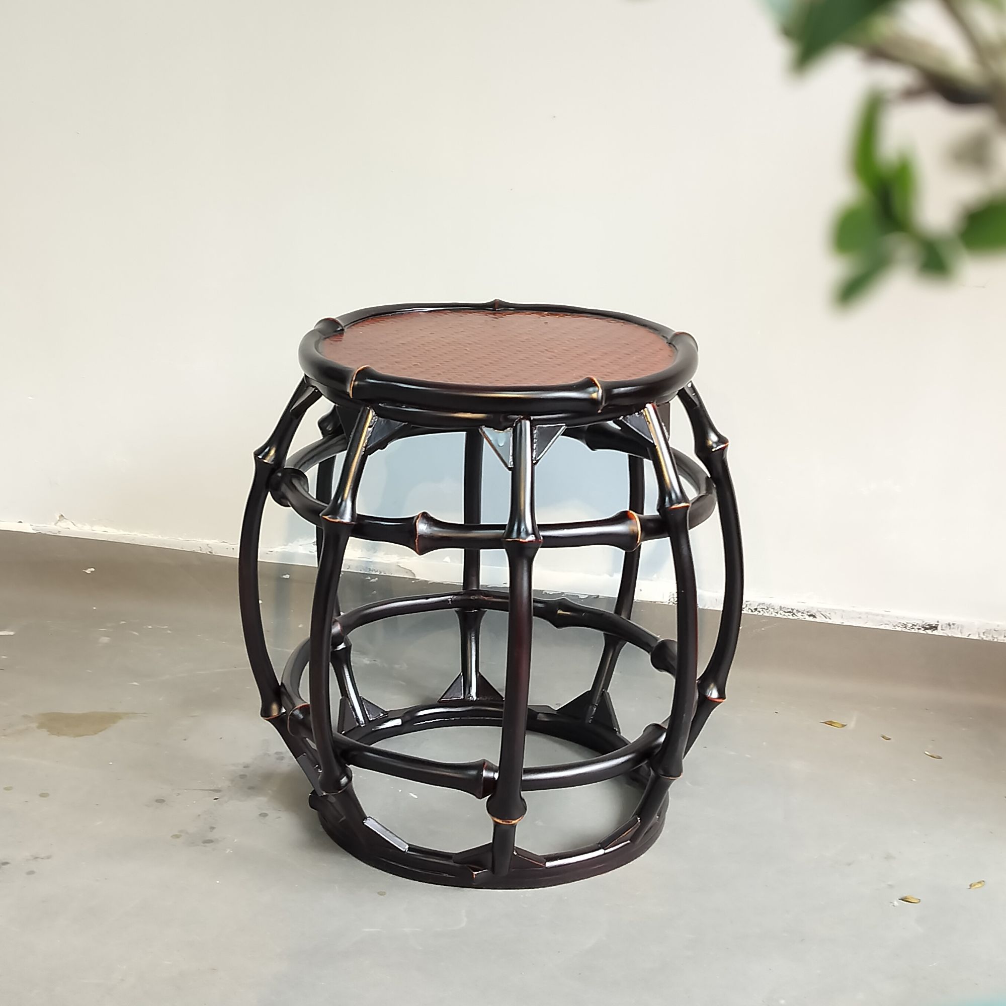 圆古凳竹凳子筇竹鼓凳新中式家具高端竹凳复古禅意竹子竹制竹编