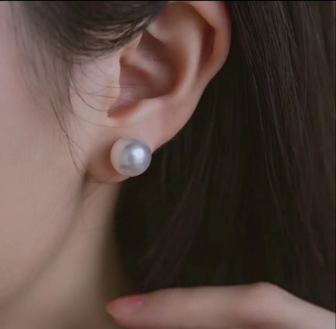 s925银经典天然淡水珍珠大耳钉12-13mm大点位简