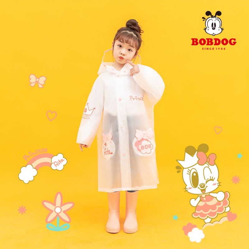 巴布豆正品新款儿童雨衣加厚耐用可爱书包位透明便携男女宝宝雨披