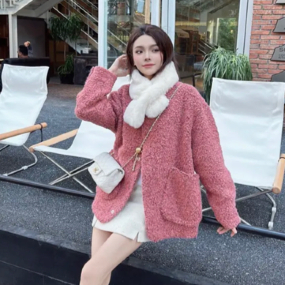 AMASS/阿玛施 秋冬毛绒外套保暖柔软廓形上衣女外套5400830