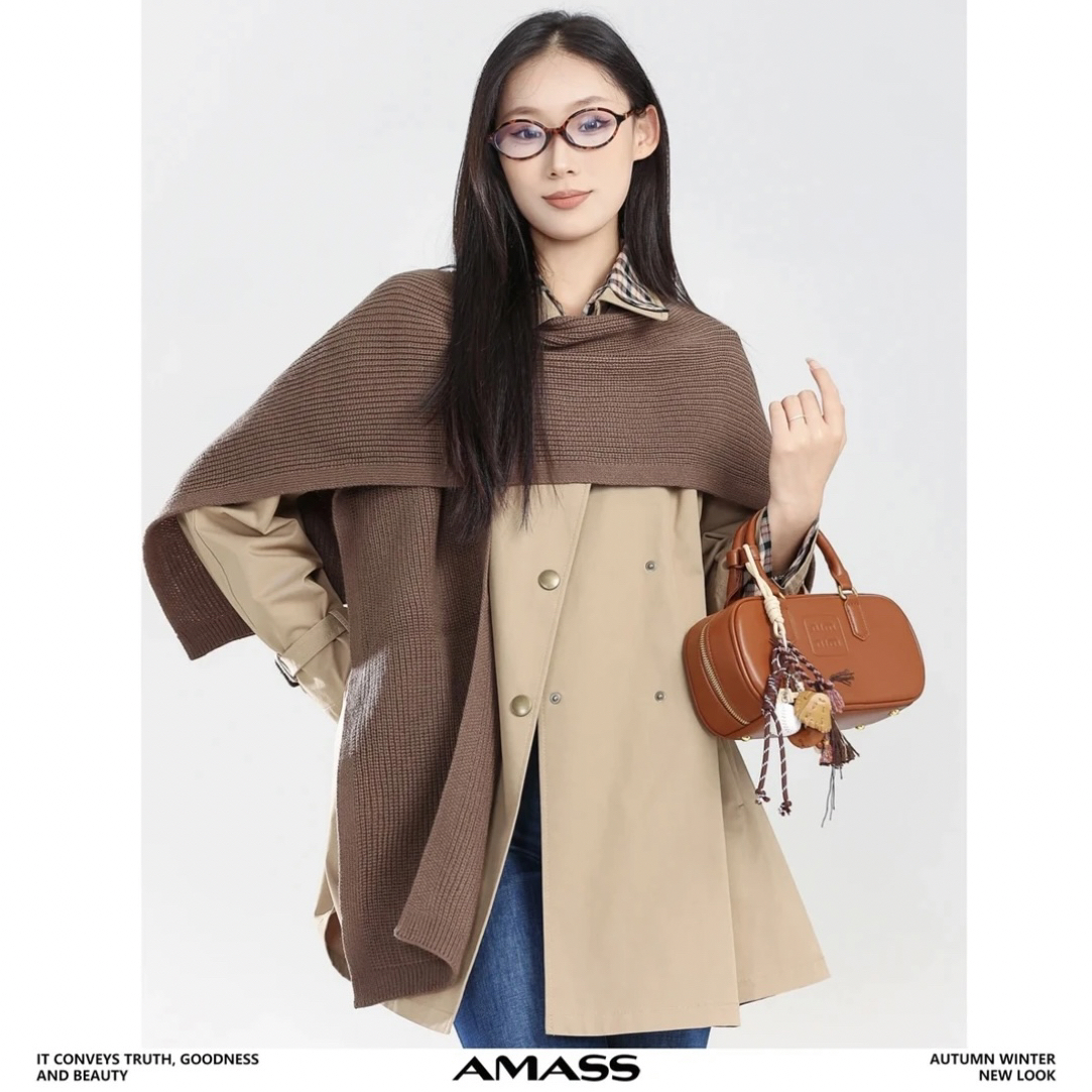 AMASS/阿玛施新款女士气质柔软纯色造型穿搭配饰披肩围巾5800043