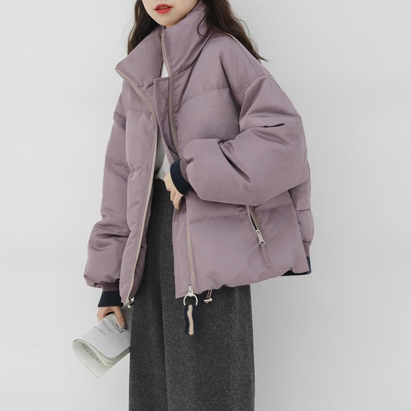雅鹿紫色羽绒服女短款2023年冬季爆款韩版白鸭绒棉衣小个子面包服
