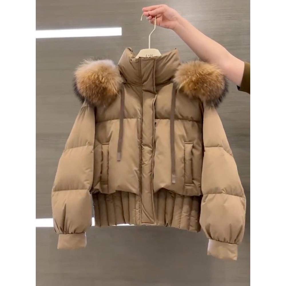 雅鹿高级感超好看毛领羽绒服女冬季小众设计感加厚棉服小个子短款
