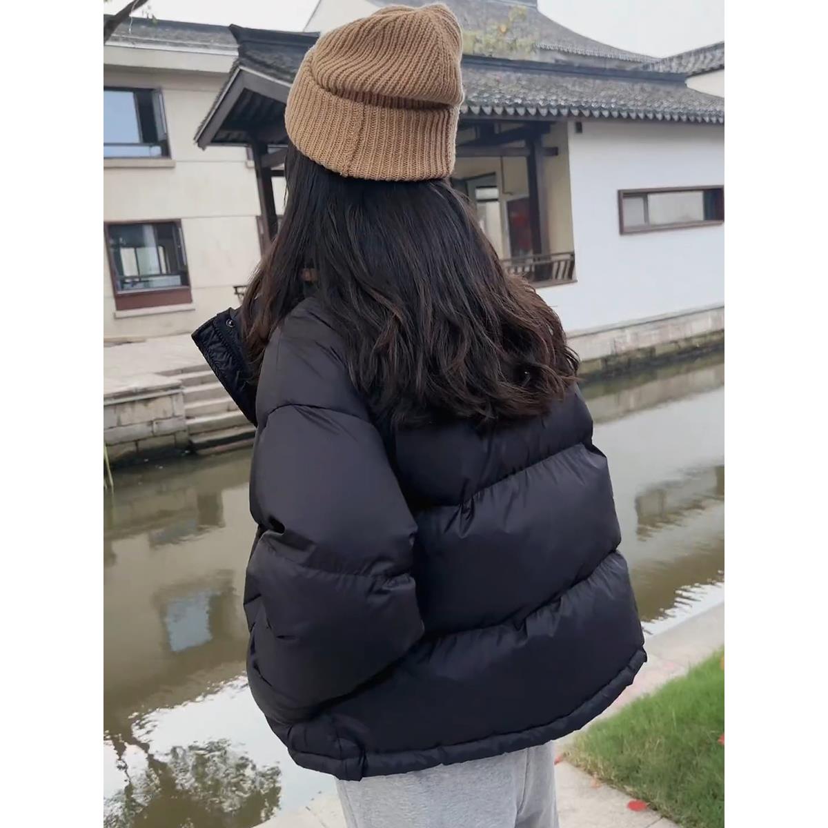 雅鹿短版羽绒衣女2023冬季新款小个子加厚爆款白鸭绒面包服休闲外