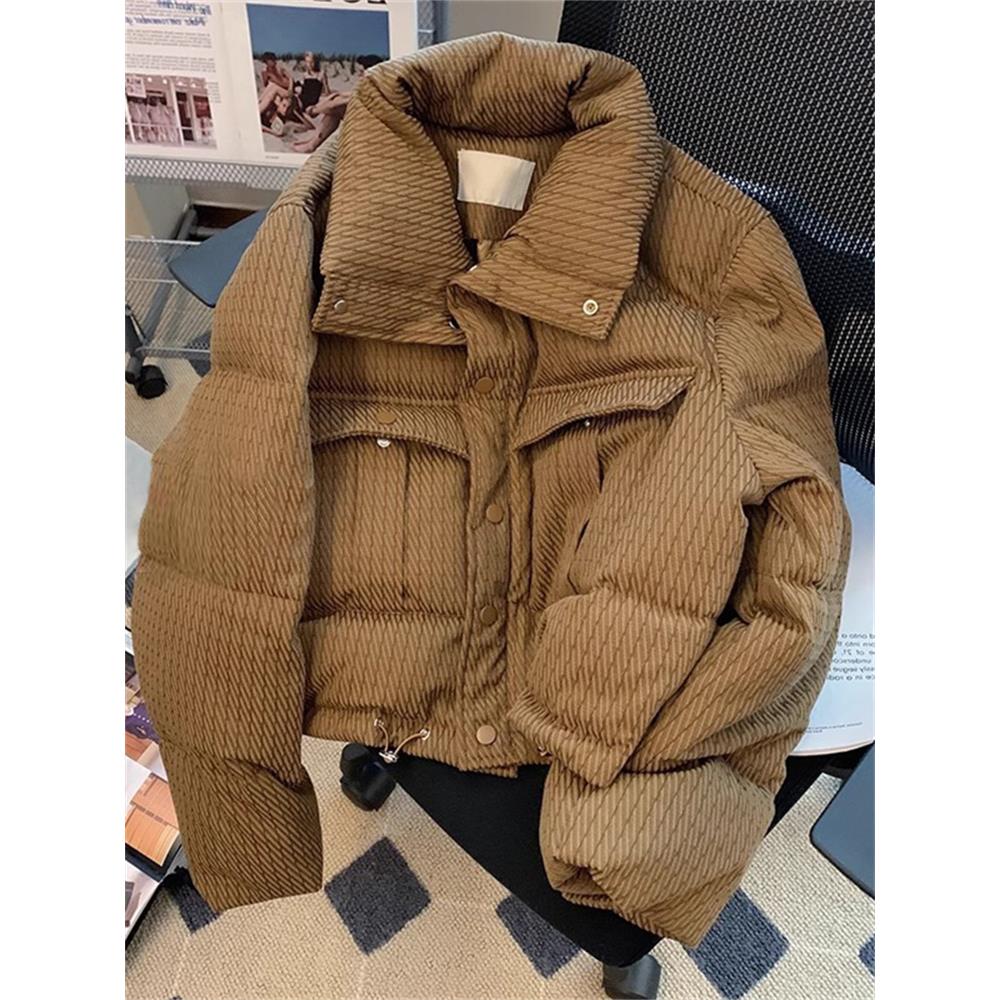 雅鹿法式复古赫本风宽松立领羽绒棉服男女秋冬气质百搭保暖面包服