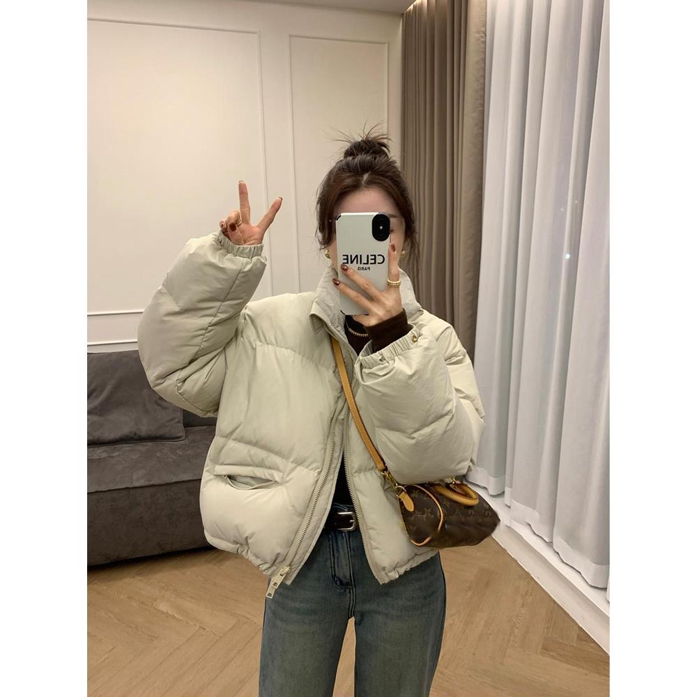 雅鹿港味ins短款立领羽绒棉服女冬季新款宽松时尚加厚保暖面包服