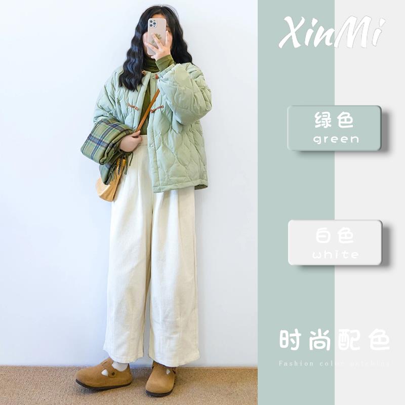 雅鹿冬装紫色肯豆风短款羽绒棉服棉衣面包服棉袄外套女2023年新款
