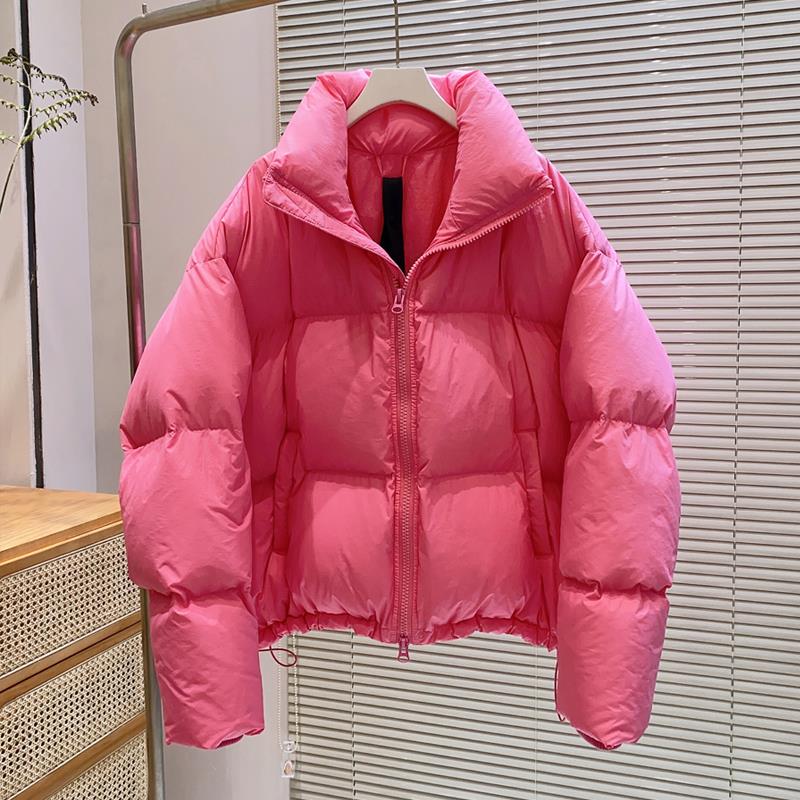 雅鹿多巴胺韩版亮色短款羽绒棉服女2023新款加厚小个子棉袄面包服