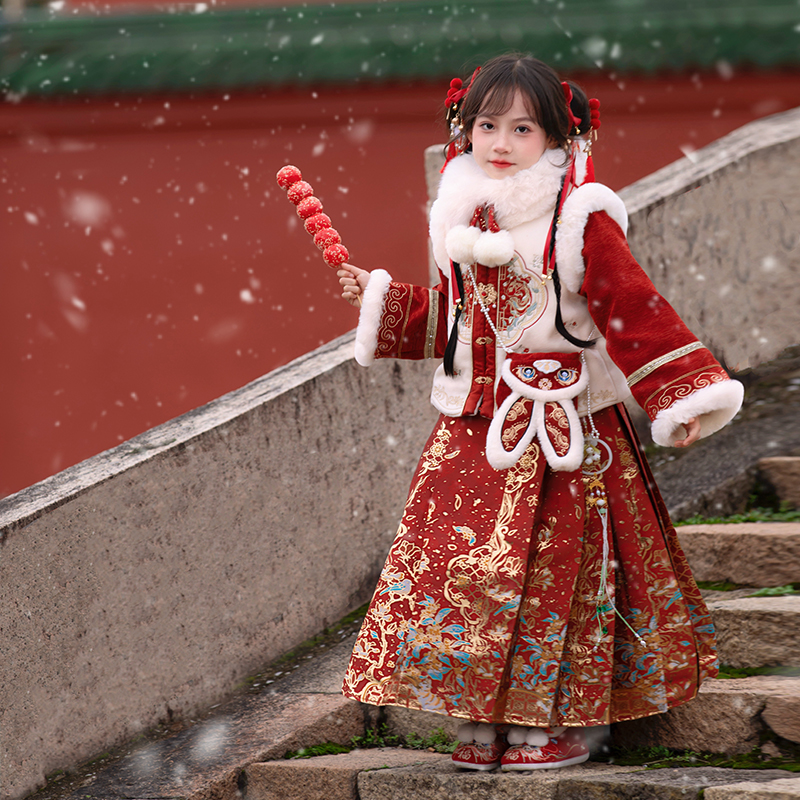 【高定年服】女童中国风马面裙套装儿童新中式汉服唐装 24S309