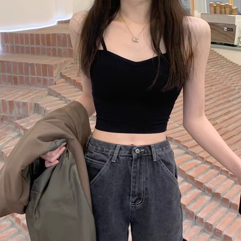 1-200背心内搭短款打底美背外穿修身显瘦辣妹百搭性感夏季挂脖