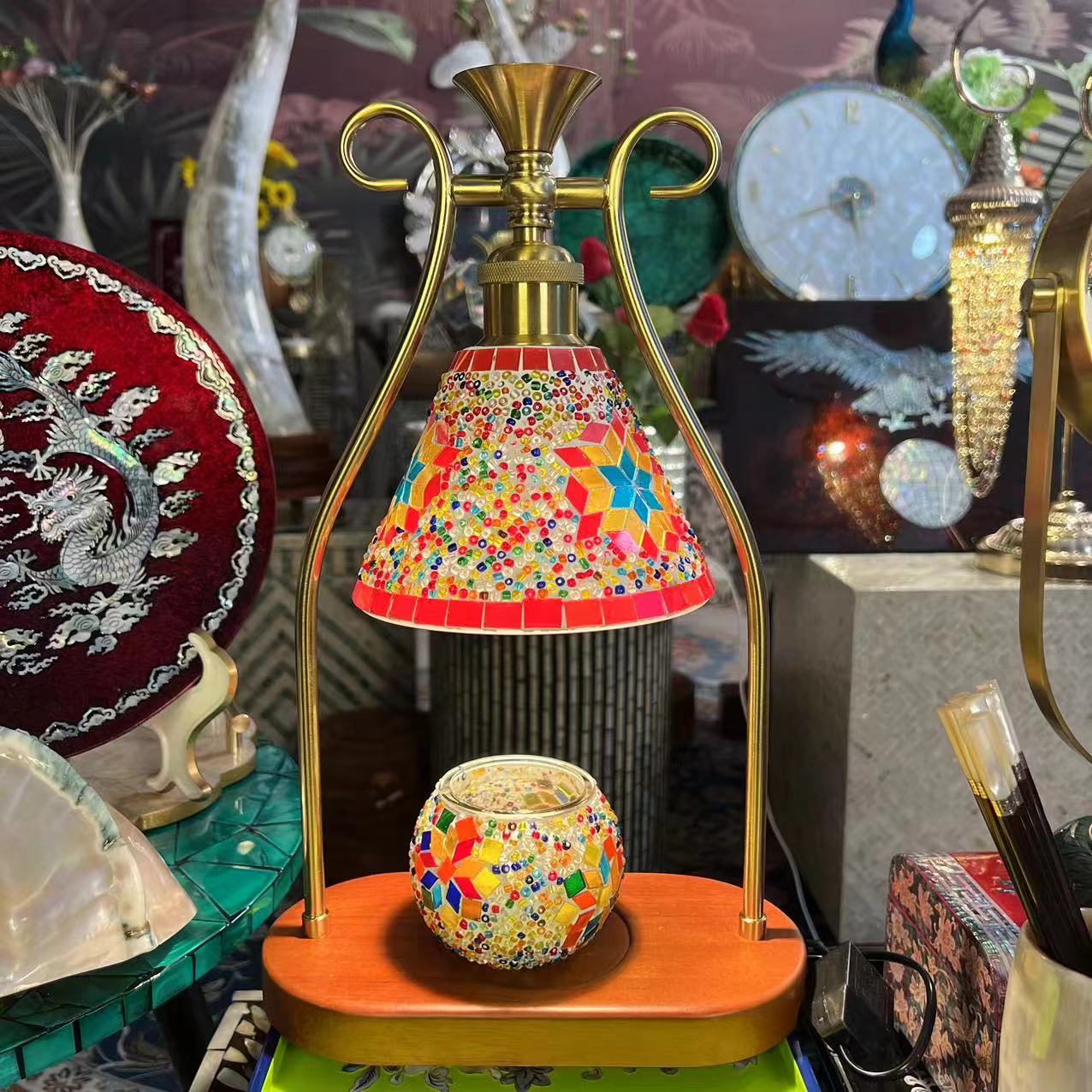 YH-新款波西米亚香薰手工玻璃浪漫装饰卧室小夜灯摆件40*25*12