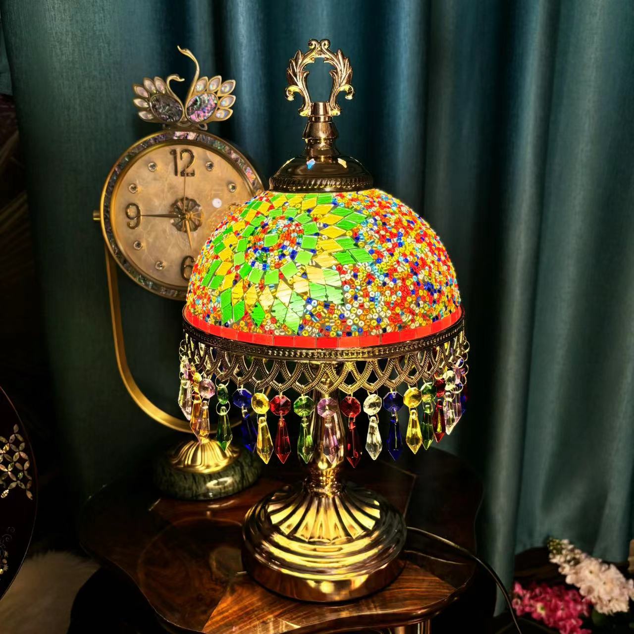 YH-摩洛哥琉璃手工镶嵌小台灯摆件整体直径22高度44底座直径15cm