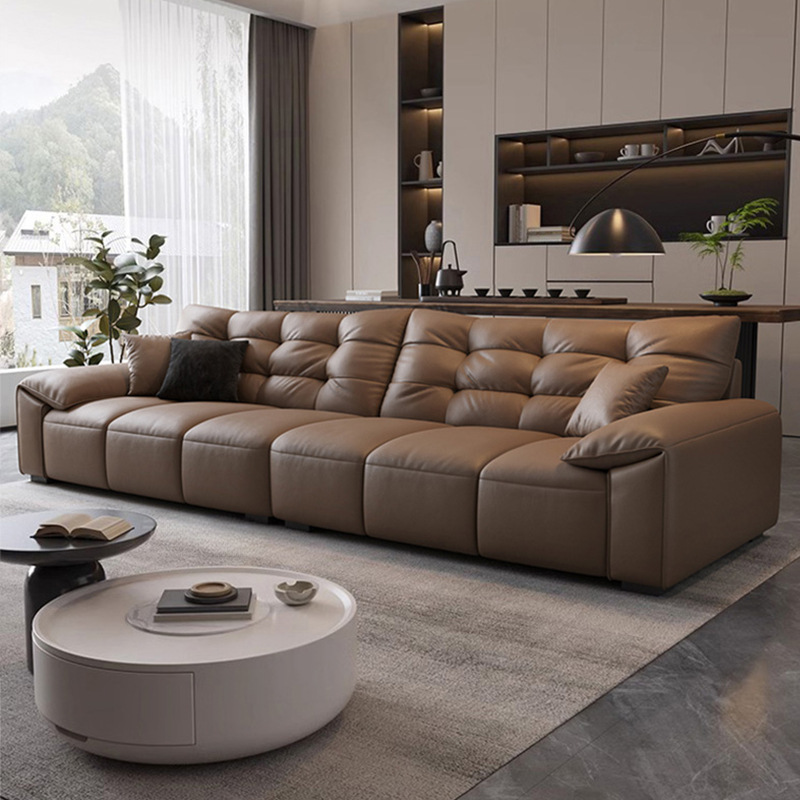 意式大黑熊皮艺沙发客厅创意简约风极简轻奢头层牛皮意式家用沙发