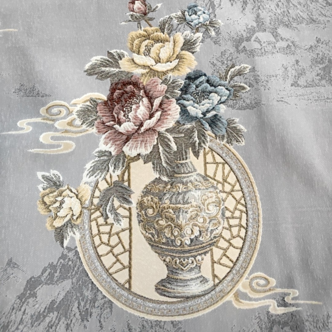 成套沙发垫    水墨牡丹  灰