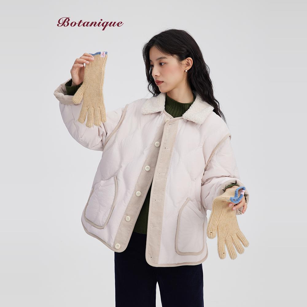 Botanique植物学“莫兰迪冬日”可脱卸毛领两面穿90白鸭绒羽绒服
