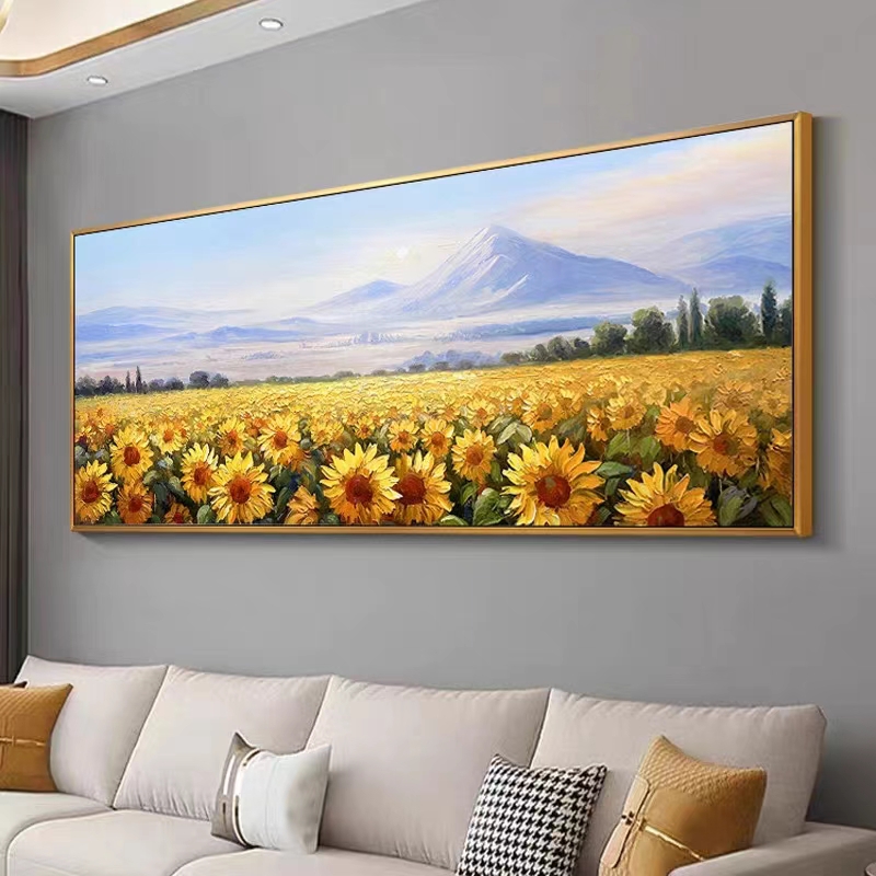 【向日葵】手绘油画现代简约沙发餐厅装饰画简美客厅挂画大芬油画村
