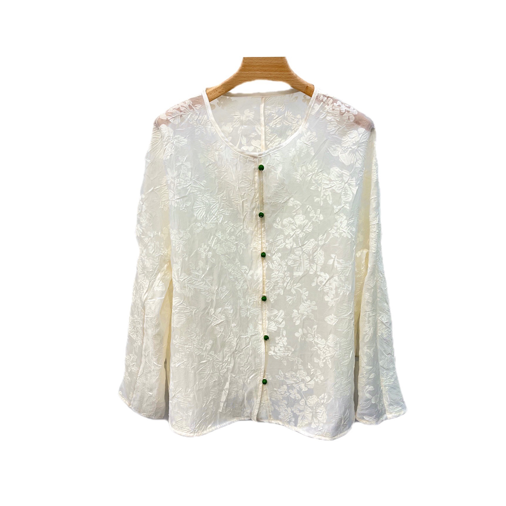 Miss.Z【中式圆领绿扣气质轻薄】衬衫外套#8005