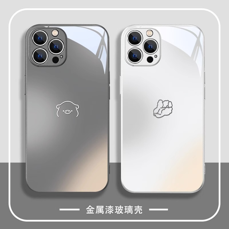 白菜和猪苹果14手机壳iPhone13promax新款12情侣11简约xs全包玻璃