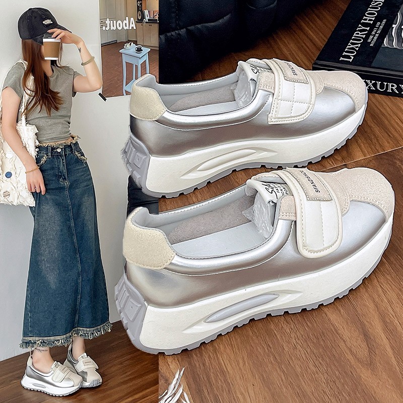 增高小白鞋女2024年新款潮流时尚透气百搭运动休闲松糕厚底老爹鞋