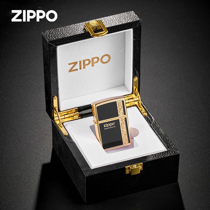 Zippo打火机正版黄铜珐琅商标起源唐草花煤油防风商务男士礼物