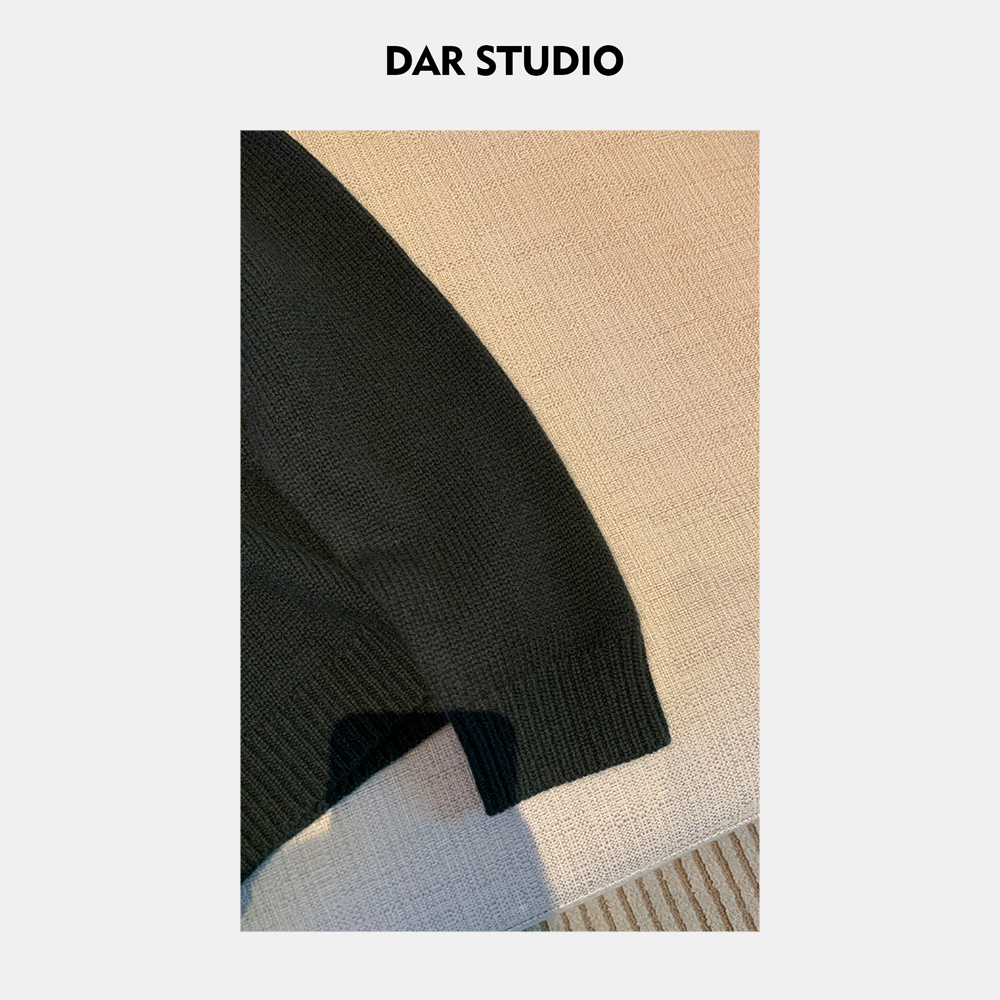 DAR STUDIO 高线【高级绿】2024秋季新款极简主义套头针织衫 