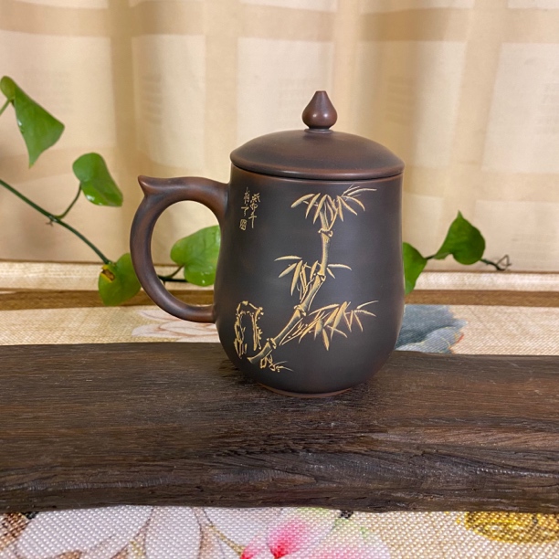 330cc办公杯泡茶杯 坭兴陶手工水杯 名家 盖杯接定制