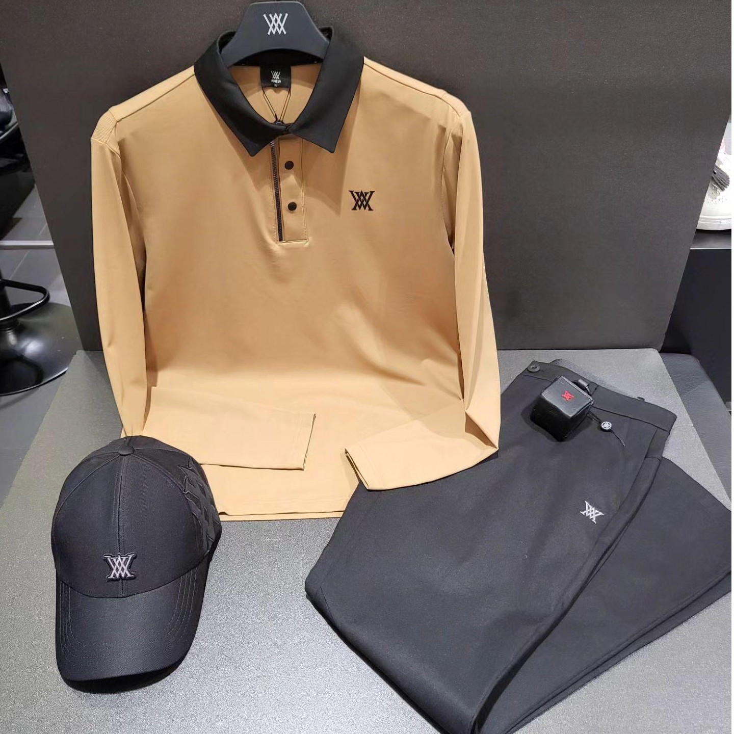 Anew新款长袖polo衫/高尔夫男士上衣/略厚不加绒弹力面料/M123328