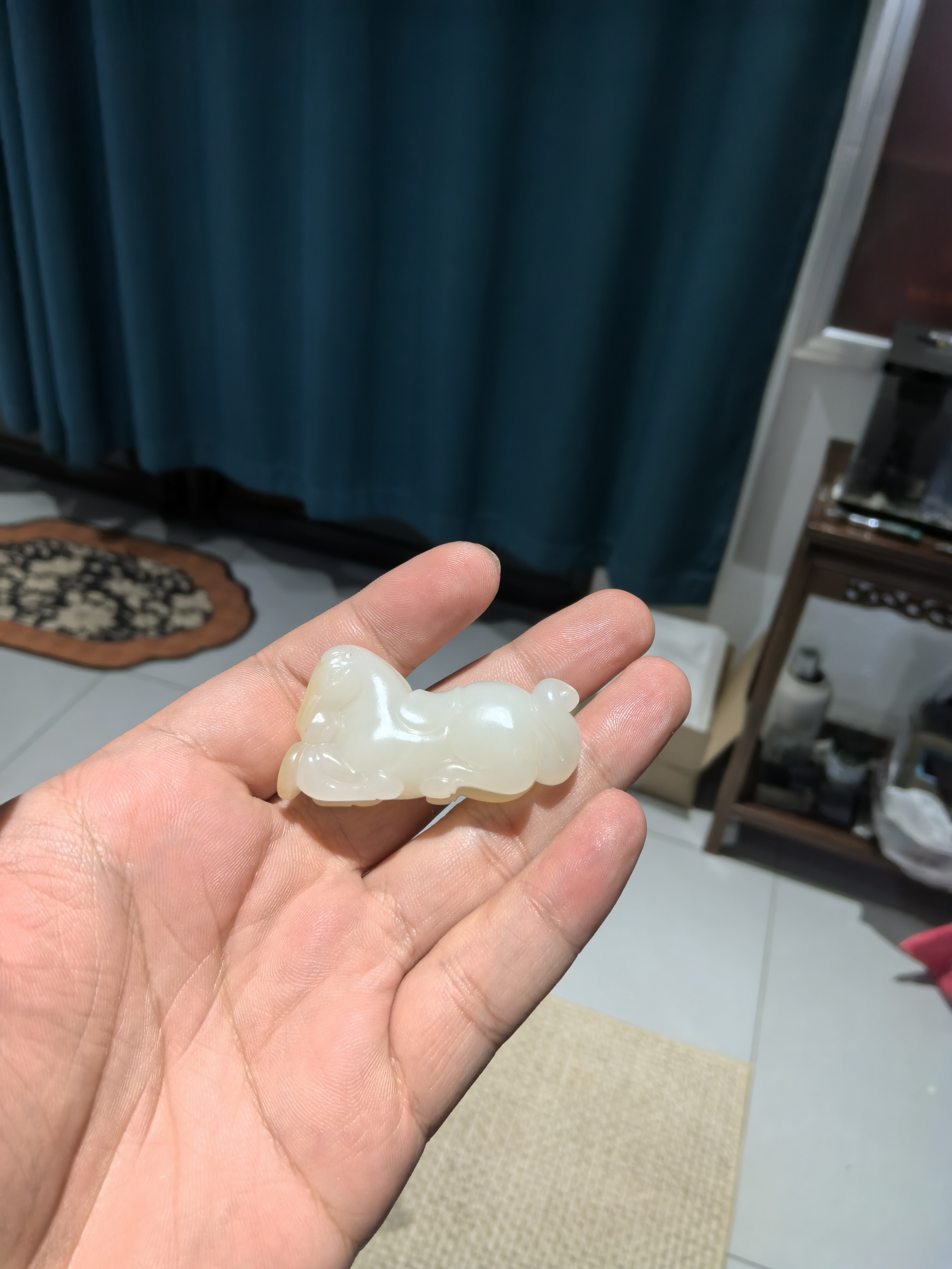 和田玉白玉飘糖把件