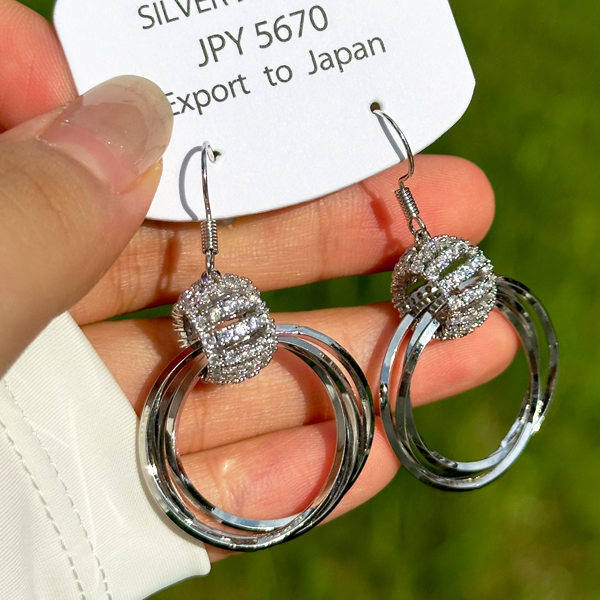 铜合金锆石耳饰 三生三世耳环满镶锆石时尚耳钉女轻奢耳饰S1123