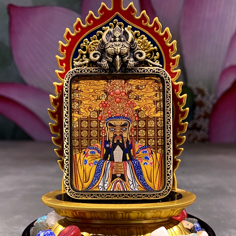 壹善缘城随身佩戴微唐卡龙五爷满工满彩民族风藏元素吊坠饰品手绘