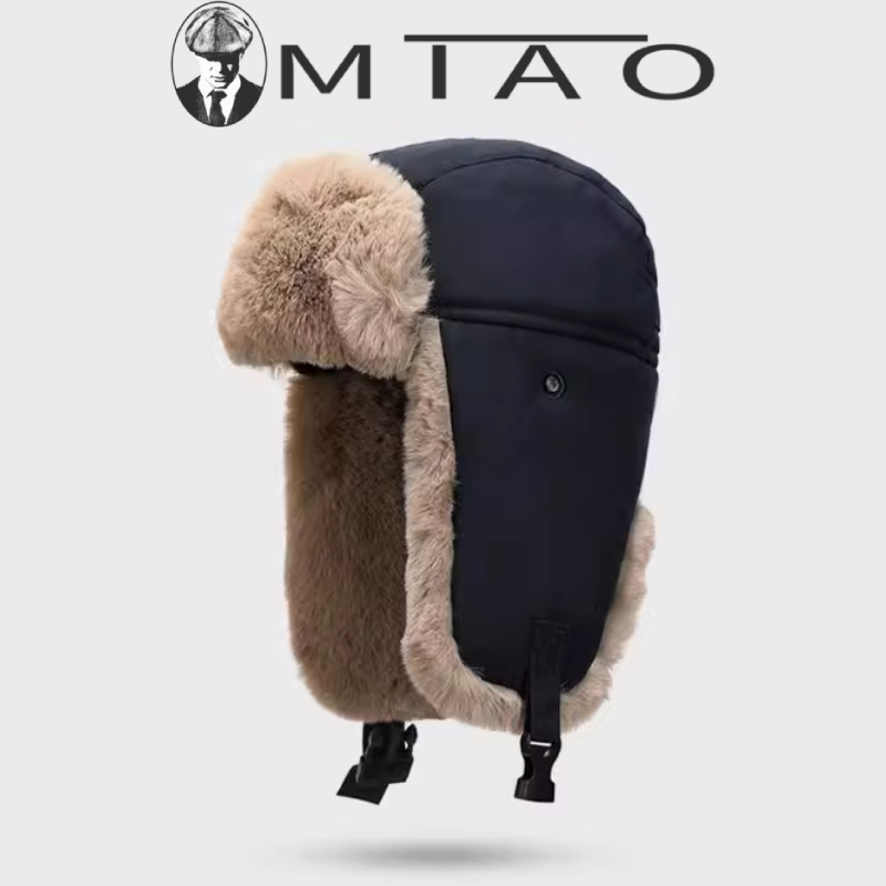 新款雷锋帽防寒保暖大头围男女户外冬季骑车加绒东北毛绒绒帽子