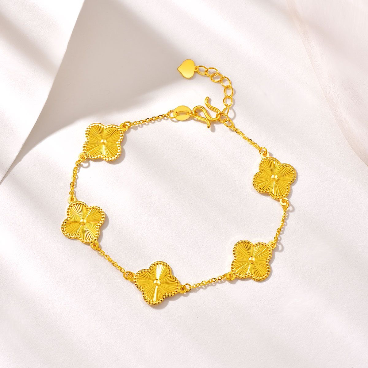 合金手链 五花四叶草手链 爆闪百搭轻奢金手链精美可调节简约经典