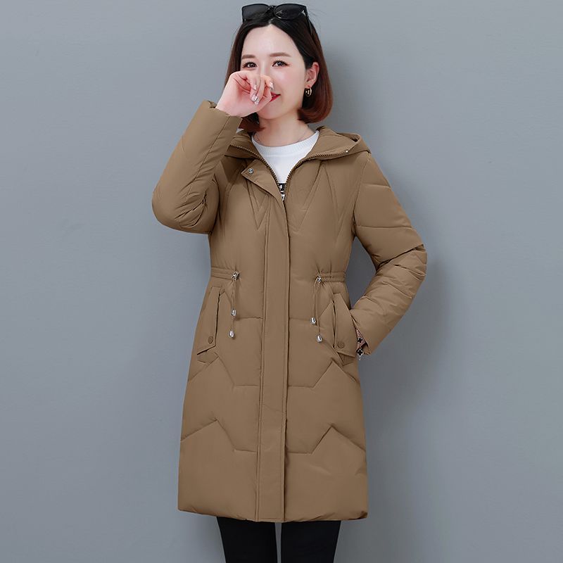 波司豋2023冬季新款棉衣女中长款修身加厚羽绒服连帽收腰百搭羽绒