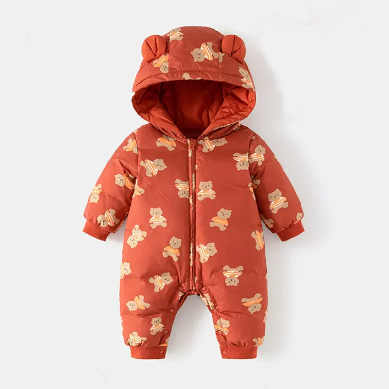 【洋溢】婴儿连体衣冬装新生儿男女宝宝衣服加绒防寒外出哈衣爬JC11