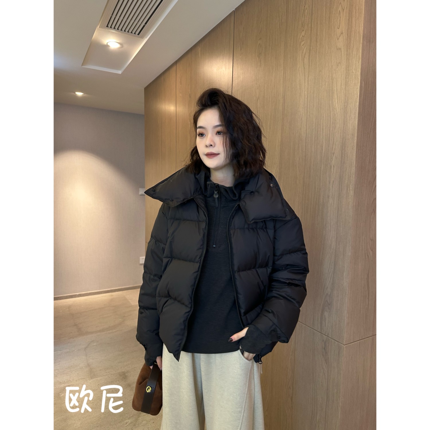欧尼私服【伦敦街角】秋冬高领保暖防风面包短款羽绒服2211