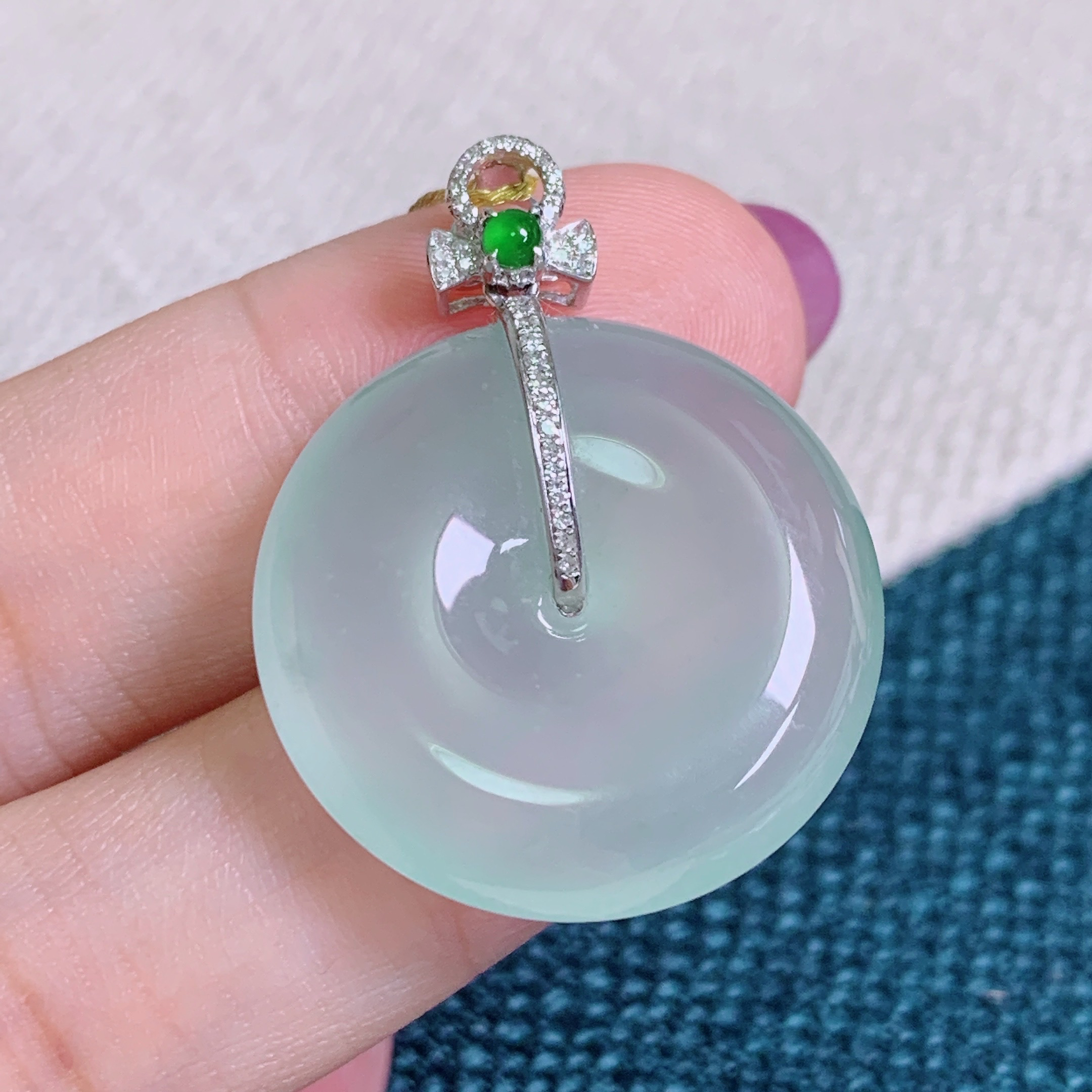 天然缅甸A货翡翠冰透晴底平安扣女款时尚怀古玉石吊坠