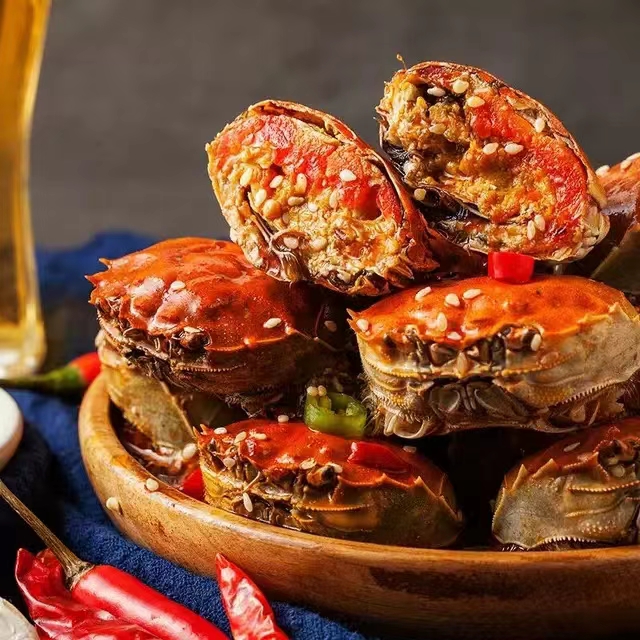 蟹上繁花全母香辣蟹350g小螃蟹鲜嫩有黄新鲜即食冷藏冷冻顺丰包邮