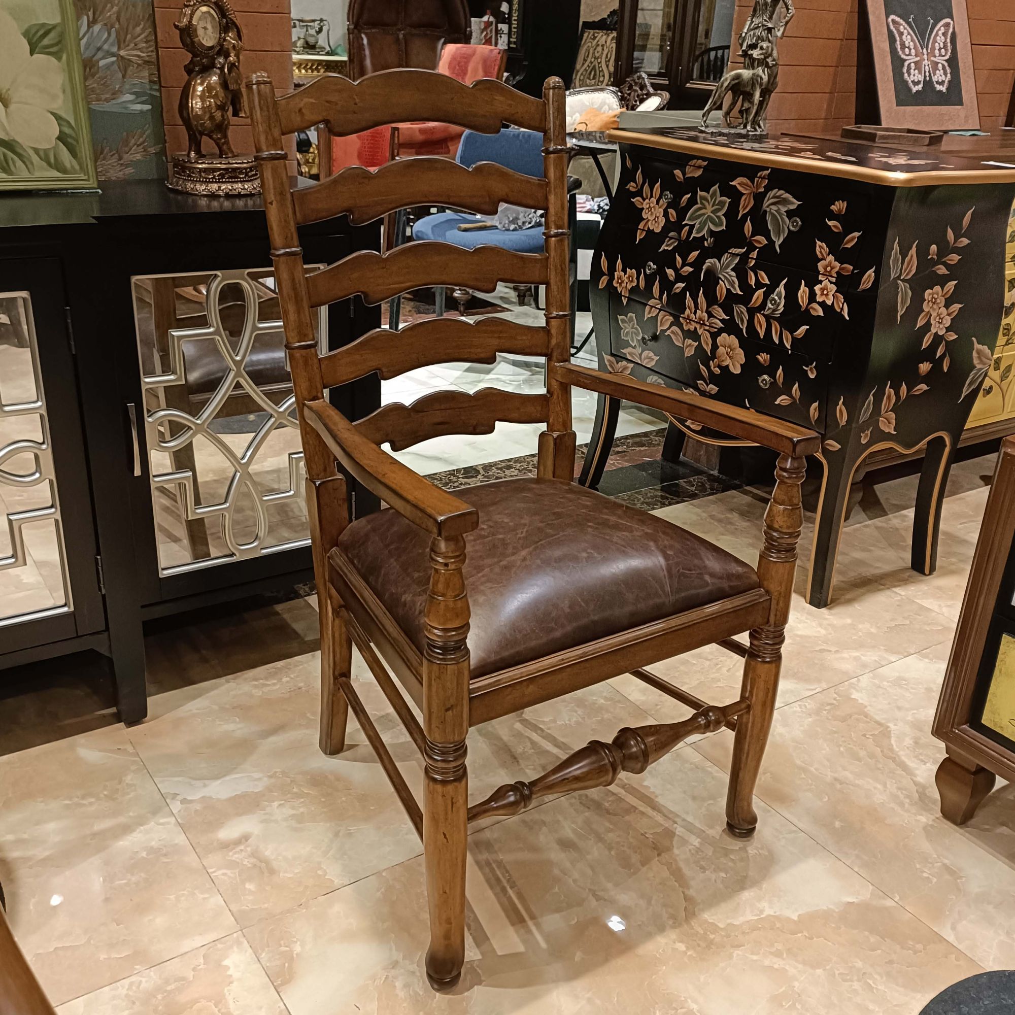 美式复古桌椅古典餐厅欧式做旧客厅家用茶椅书桌椅类 58*58*105cm