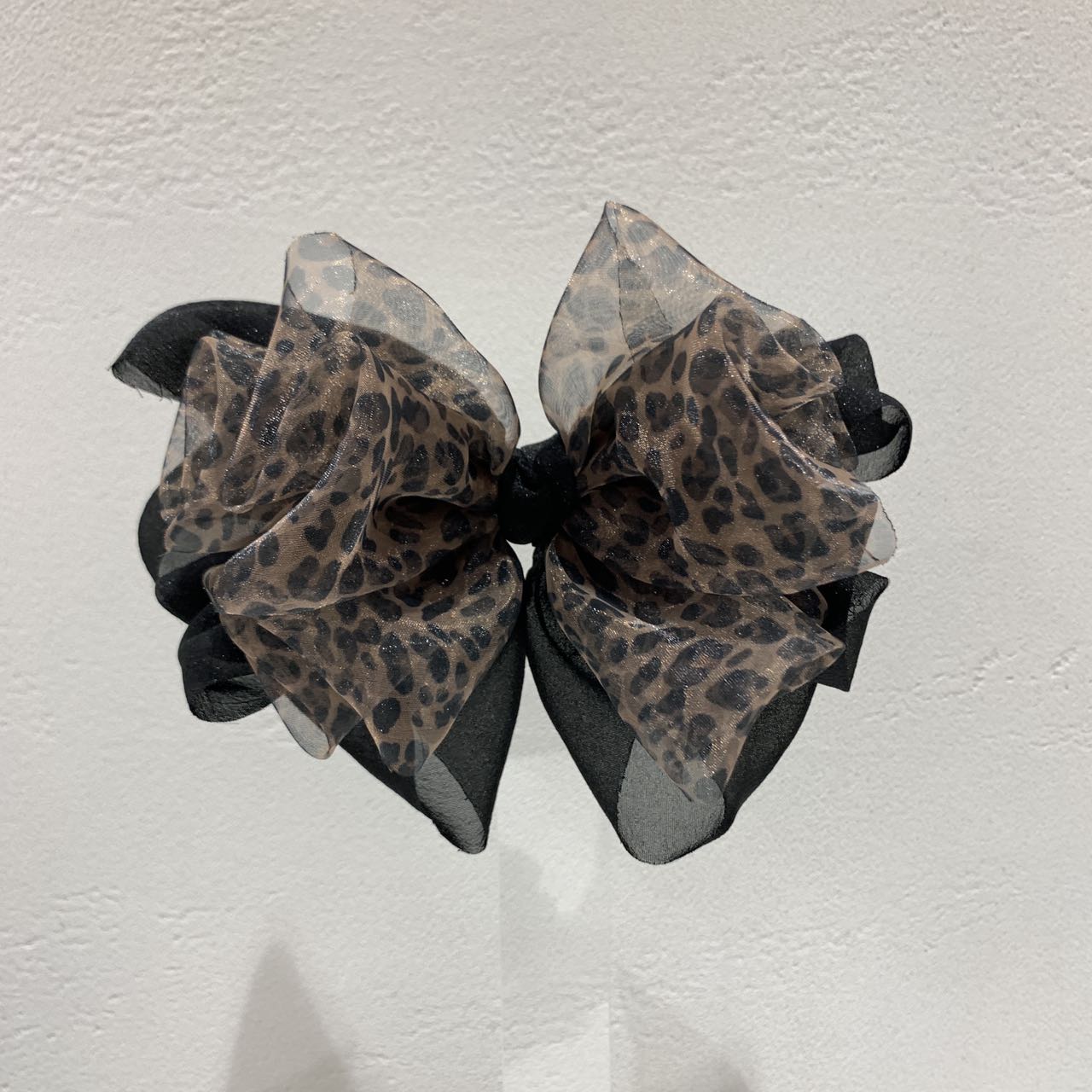 GREBUTY 5535 简约百搭豹纹多层蝴蝶结弹簧夹